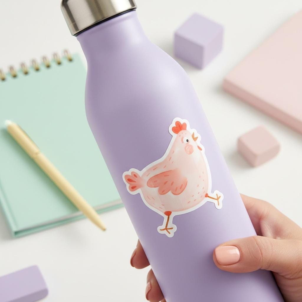 Sprinting Chicken Permanent Vinyl Sticker