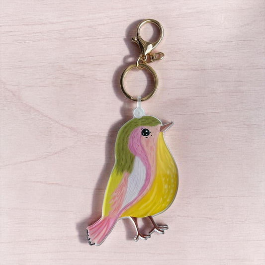 Oversized Illustrated Keyring or Bag Tag - Bird