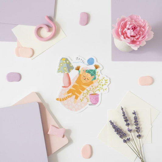 Cosy Cat Permanent Vinyl Sticker